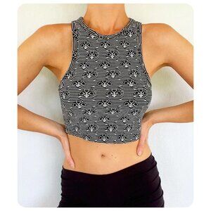 !! Zara Black White Stripe Sleeveless Crop Tank Top sz US S